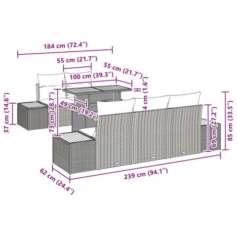 ZESTAW DO JADALNI W OGRODZIE Z PODUSZKĄ 6 SZT. CZARNY I BRĄZOWY