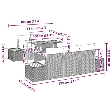 ZESTAW DO JADALNI W OGRODZIE Z PODUSZKĄ 6 SZT. SZARY I BRĄZOWY