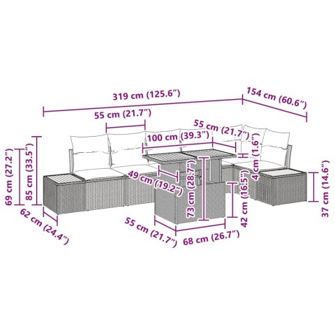 ZESTAW DO JADALNI W OGRODZIE Z PODUSZKĄ 7 SZT. BEŻOWY I SZARY