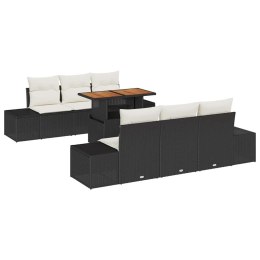 ZESTAW DO JADALNI W OGRODZIE Z PODUSZKĄ 7 SZT. CZARNY I KREMOWY