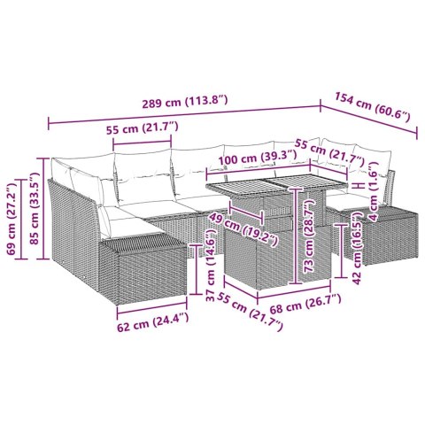 ZESTAW DO JADALNI W OGRODZIE Z PODUSZKĄ 8 SZT. BEŻOWY I KREMOWY