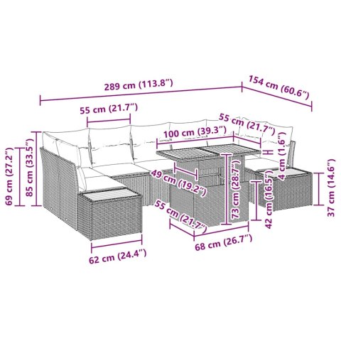 ZESTAW DO JADALNI W OGRODZIE Z PODUSZKĄ 8 SZT. BEŻOWY I SZARY