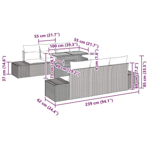 ZESTAW DO JADALNI W OGRODZIE Z PODUSZKĄ 8 SZT. CZARNY I BRĄZOWY