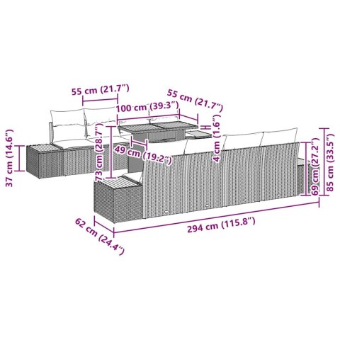 ZESTAW DO JADALNI W OGRODZIE Z PODUSZKĄ 9 SZT. BEŻOWY I KREMOWY