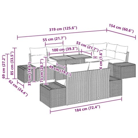ZESTAW DO JADALNI W OGRODZIE Z PODUSZKĄ 9 SZT. CZARNY I BRĄZOWY