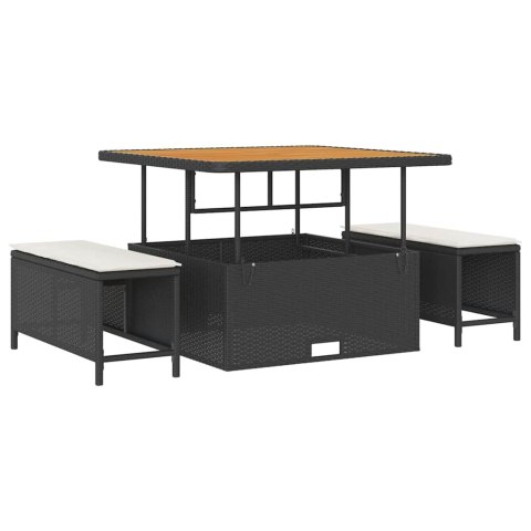 ZESTAW SOF NA OGRÓD Z PODUSZKĄ 8 EL. CZARNY I KREMOWY