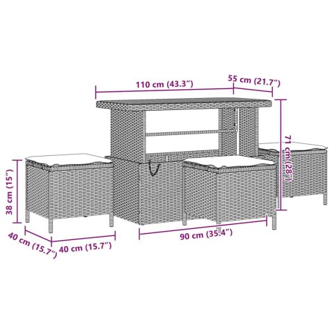 ZESTAW SOF NA OGRÓD Z PODUSZKĄ 9 EL. SZARY
