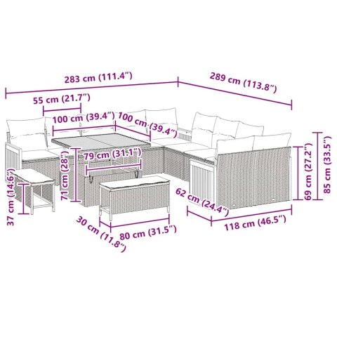 ZESTAW SOF NA OGRÓD Z PODUSZKĄ 13 EL. BEŻOWY I JASNOSZARY