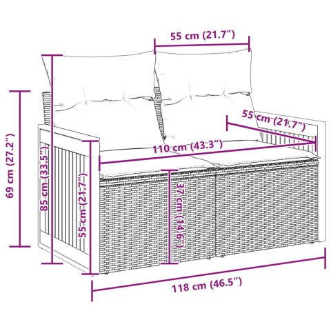 ZESTAW SOF NA OGRÓD Z PODUSZKĄ 13 EL. CZARNY