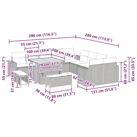 ZESTAW SOF NA OGRÓD Z PODUSZKĄ 17 EL. SZARY POLIRATTAN