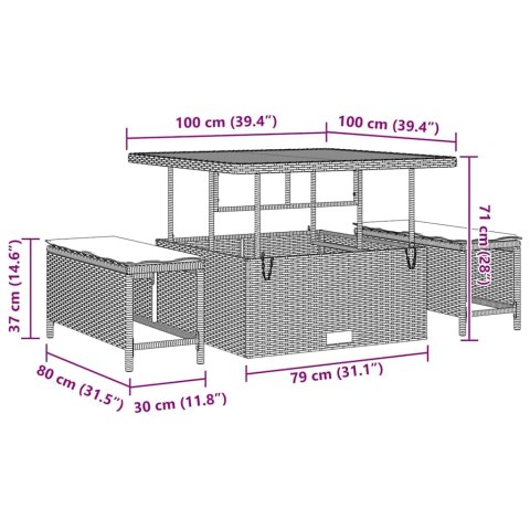 ZESTAW SOF NA OGRÓD Z PODUSZKĄ 8 EL. SZARY