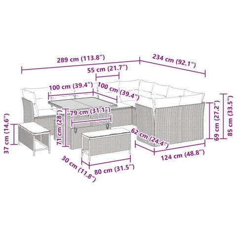 ZESTAW SOF NA OGRÓD Z PODUSZKĄ Z PRZECHOWYWANIEM 12 EL. SZARY