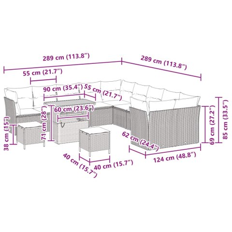 ZESTAW SOF NA OGRÓD Z PODUSZKĄ Z PRZECHOWYWANIEM 13 EL. CZARNY