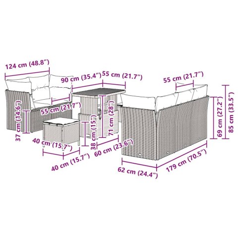 ZESTAW SOF NA OGRÓD Z PODUSZKĄ Z PRZECHOWYWANIEM 8 EL. SZARY