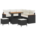 ZESTAW SOF NA OGRÓD Z PODUSZKĄ 8 EL. CZARNY POLIRATTAN