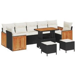 ZESTAW SOF NA OGRÓD 13 EL. CZARNY I KREMOWY POLIRATTAN