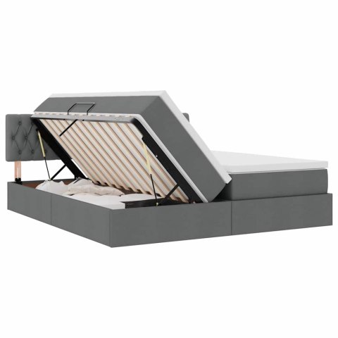 VidaXL Łóżko Ze LED Lights Ciemnoszary 180 x 200 cm tkanina