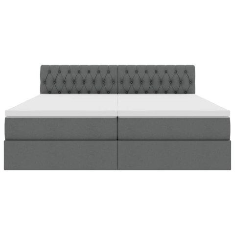 ŁÓŻKO ZE LED LIGHTS CIEMNOSZARY 200X200CM TKANINA