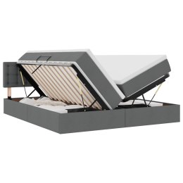 ŁÓŻKO ZE LED LIGHTS CIEMNOSZARY 200X200CM TKANINA