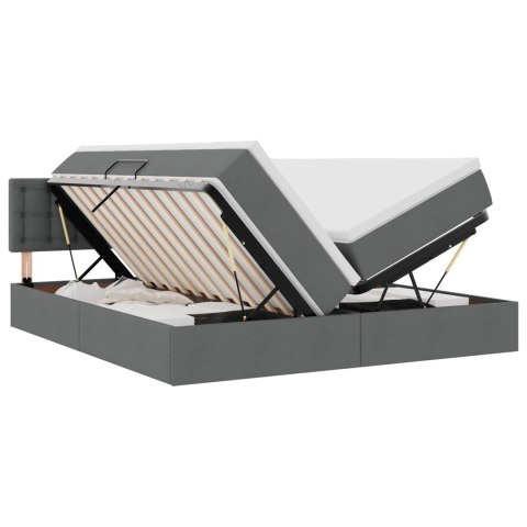 ŁÓŻKO ZE LED LIGHTS CIEMNOSZARY 200X200CM TKANINA