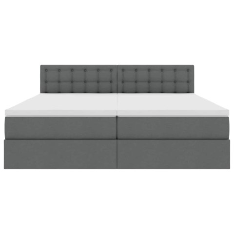 ŁÓŻKO ZE LED LIGHTS CIEMNOSZARY 200X200CM TKANINA