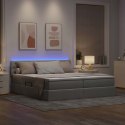 ŁÓŻKO ZE LED LIGHTS JASNOSZARY 180X200CM TKANINA