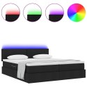 ŁÓŻKO ZE LED LIGHTS Z ZAGŁÓWKIEM CZARNY 200X200CM TKANINA
