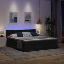 ŁÓŻKO ZE LED LIGHTS Z ZAGŁÓWKIEM CZARNY 200X200CM TKANINA