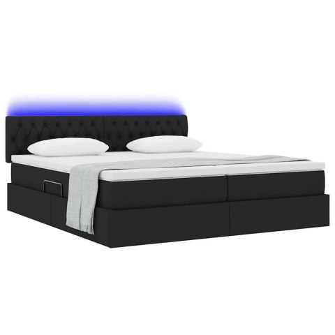 ŁÓŻKO ZE LED LIGHTS Z ZAGŁÓWKIEM CZARNY 200X200CM TKANINA