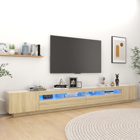 SZAFKA POD TV Z OŚWIETLENIEM LED DĄB SONOMA 300X35X40CM
