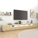 SZAFKA POD TV Z OŚWIETLENIEM LED DĄB SONOMA 300X35X40CM