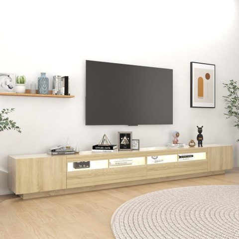 SZAFKA POD TV Z OŚWIETLENIEM LED DĄB SONOMA 300X35X40CM