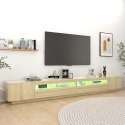 SZAFKA POD TV Z OŚWIETLENIEM LED DĄB SONOMA 300X35X40CM