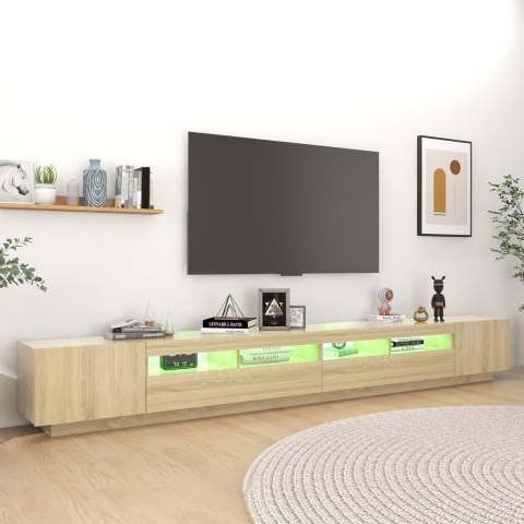 SZAFKA POD TV Z OŚWIETLENIEM LED DĄB SONOMA 300X35X40CM