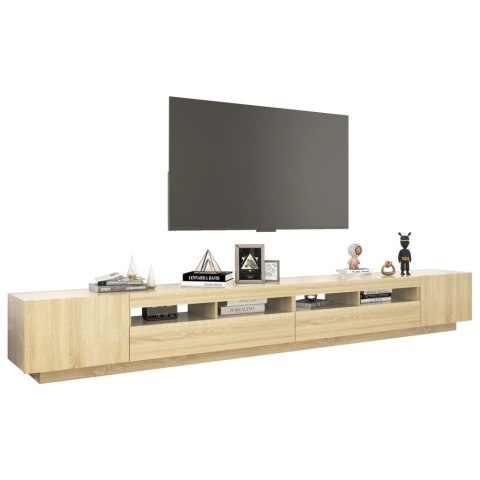 SZAFKA POD TV Z OŚWIETLENIEM LED DĄB SONOMA 300X35X40CM