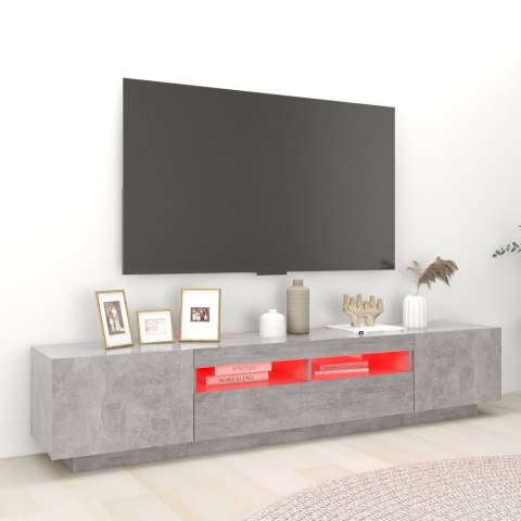 SZAFKA POD TV Z OŚWIETLENIEM LED SZAROŚĆ BETONU 200X35X40CM