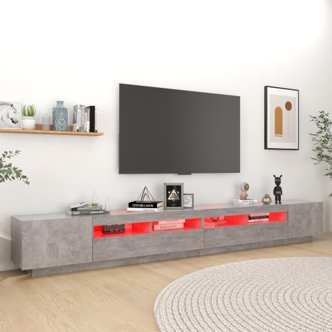 SZAFKA POD TV Z OŚWIETLENIEM LED SZAROŚĆ BETONU 300X35X40CM