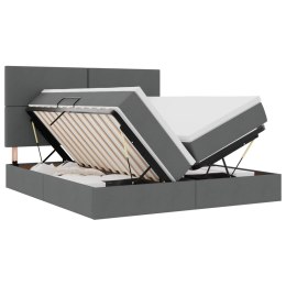 ŁÓŻKO ZE LED LIGHTS CIEMNOSZARY 200X200CM TKANINA
