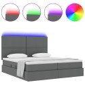 ŁÓŻKO ZE LED LIGHTS CIEMNOSZARY 200X200CM TKANINA