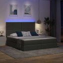 ŁÓŻKO ZE LED LIGHTS CIEMNOSZARY 200X200CM TKANINA