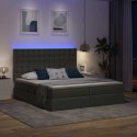 ŁÓŻKO ZE LED LIGHTS CIEMNOSZARY 200X200CM TKANINA