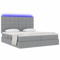 ŁÓŻKO ZE LED LIGHTS JASNOSZARY 180X200CM TKANINA