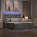 ŁÓŻKO ZE LED LIGHTS JASNOSZARY 180X200CM TKANINA