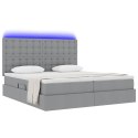 ŁÓŻKO ZE LED LIGHTS JASNOSZARY 180X200CM TKANINA