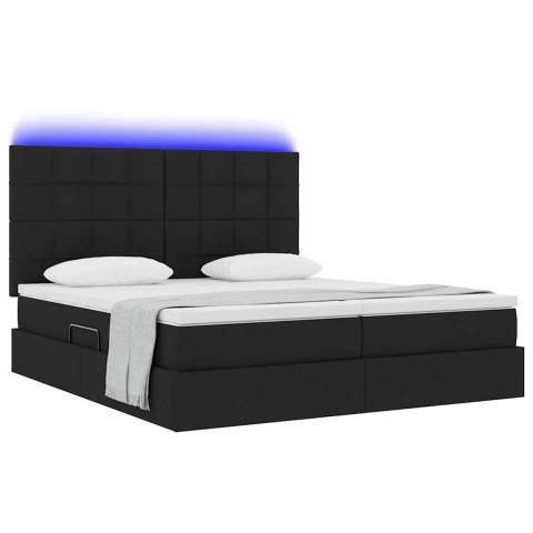 ŁÓŻKO ZE LED LIGHTS Z ZAGŁÓWKIEM CZARNY 180X200CM TKANINA