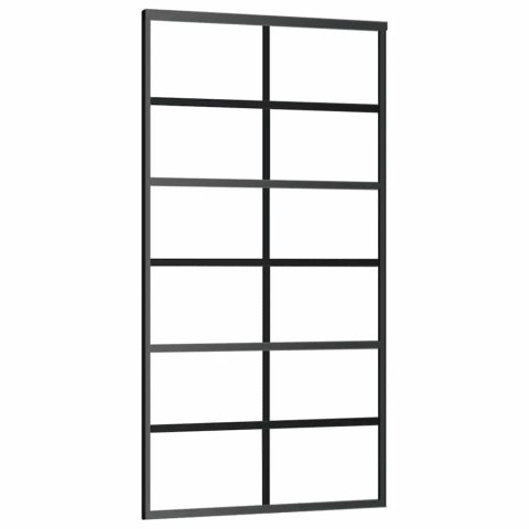 DRZWI PRZESUWNE Z ZESTAWEM OKUĆ CZARNE 102X205CM ESG SZKŁO