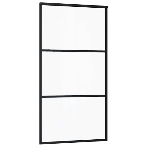 DRZWI PRZESUWNE Z ZESTAWEM OKUĆ CZARNE 102X205CM ESG SZKŁO