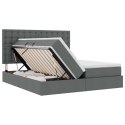 ŁÓŻKO ZE LED LIGHTS CIEMNOSZARY 200X200CM TKANINA