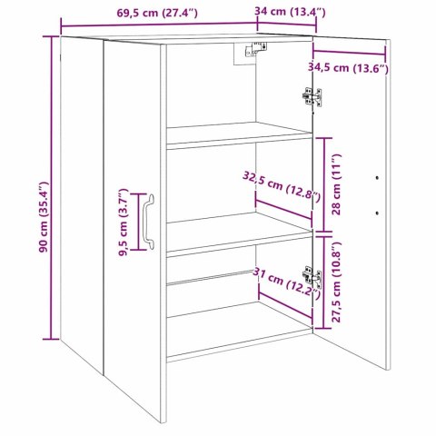 SZAFKA ŚCIENNA 2 SZT. DĄB RZEMIEŚLNICZY 69,5X34X90CM