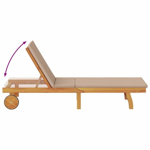 LEŻAK Z PODUSZKĄ CIEMNOSZARY LITE DREWNO AKACJI